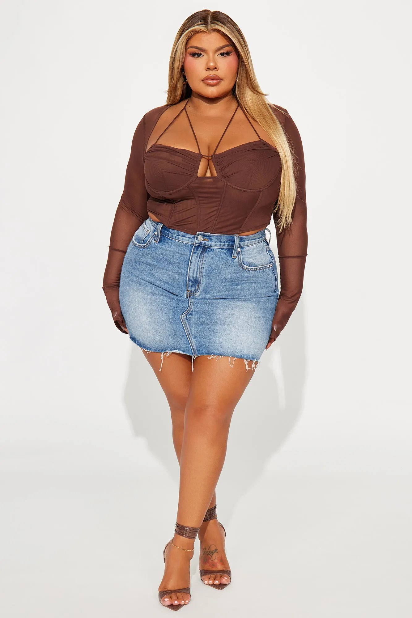 Melanie Mesh Corset Top - Brown sold by Fashion Nova product image thumbnail 5