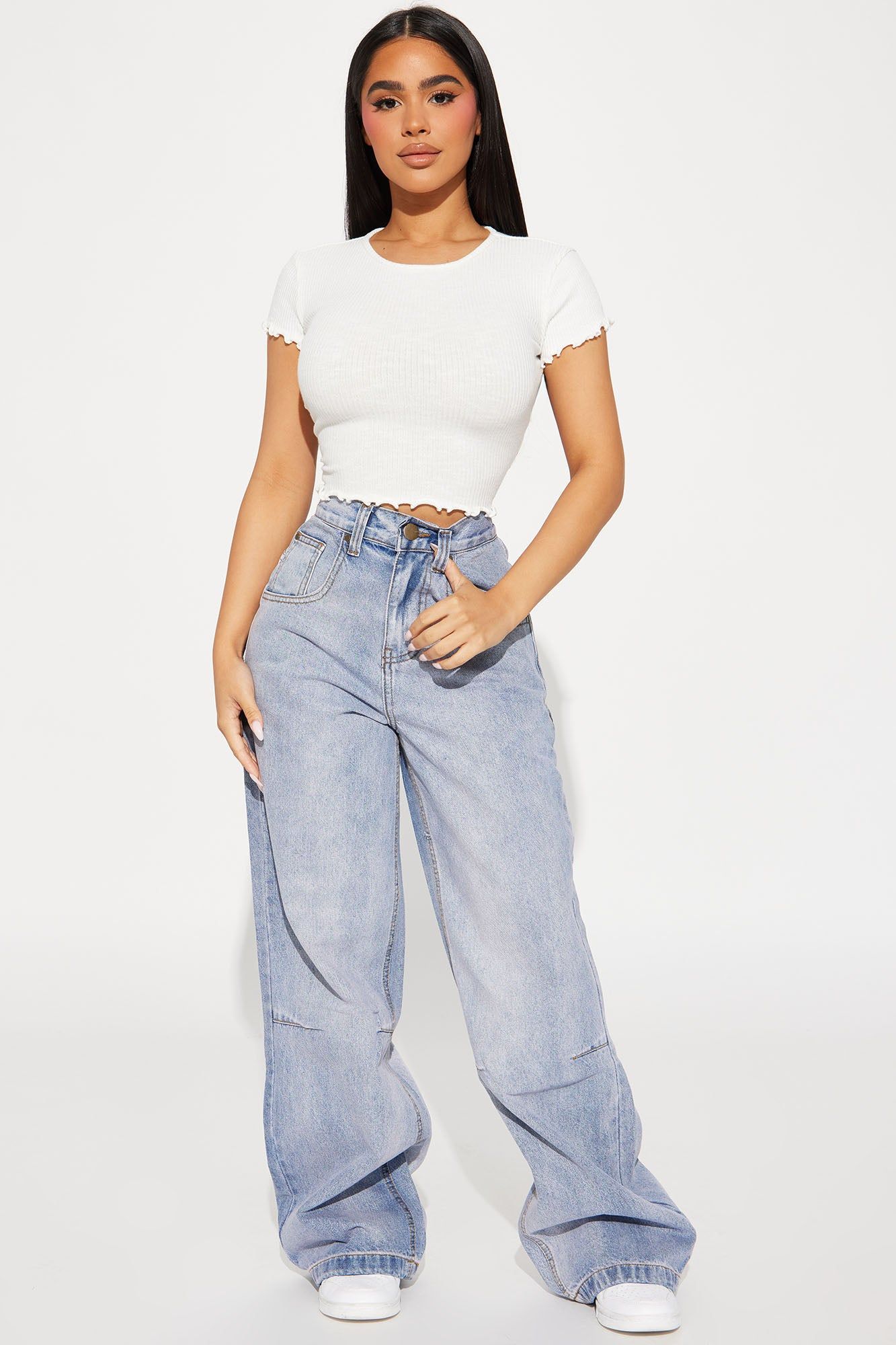 Cara Crew Neck Ribbed Tee - White sold by Fashion Nova product image thumbnail 2