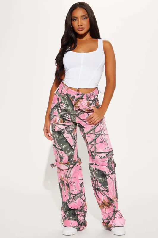 Stop Overthinking Wide Leg Cargo Pant - Pink sold by Fashion Nova