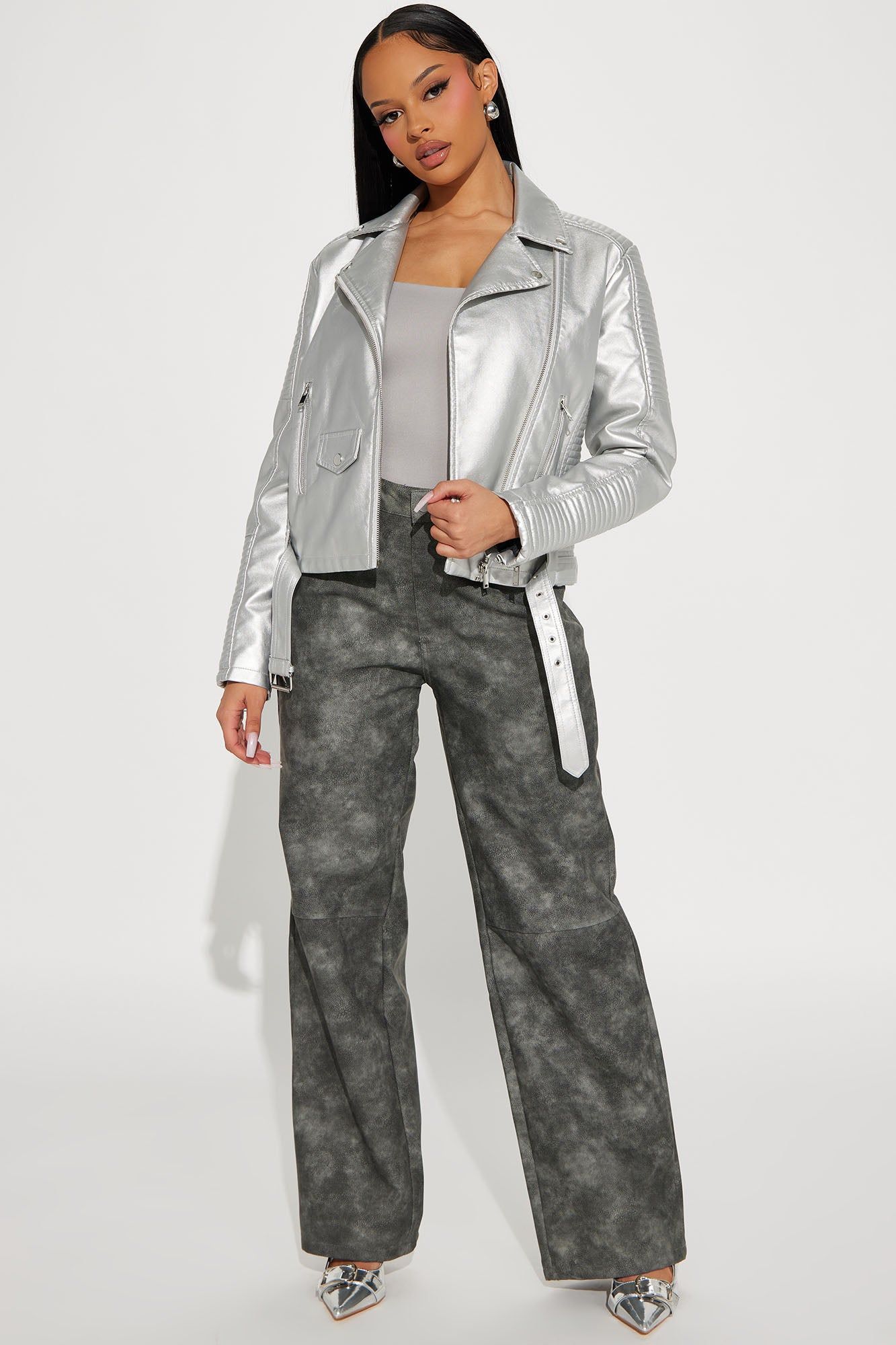 Can't Stop Me Now PU Leather Jacket - Silver sold by Fashion Nova product image thumbnail 2