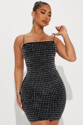 Katie Embellished Mini Dress - Black sold by Fashion Nova