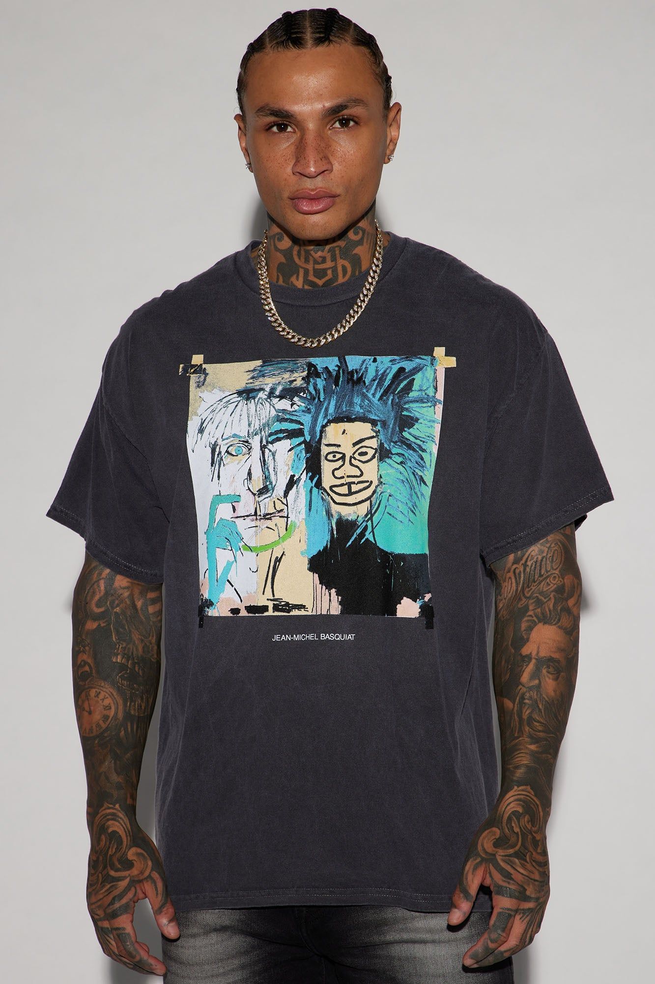 Basquiat Warhol Piece Short Sleeve Tee - Black sold by Fashion Nova