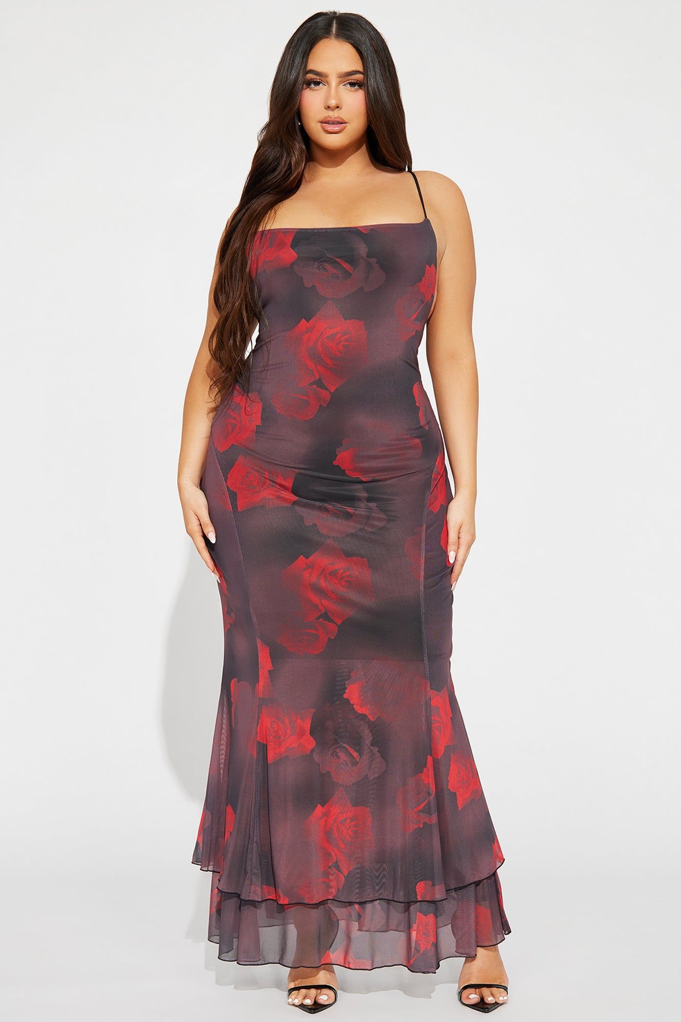 Ryleigh Printed Mesh Maxi Dress - Burgundy sold by Fashion Nova product image thumbnail 4