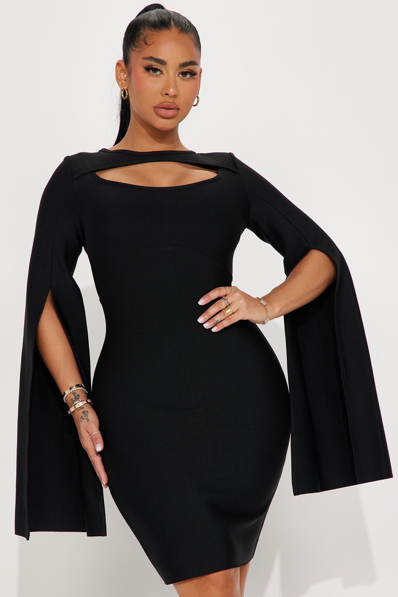 Hong Kong Bandage Midi Dress - Black sold by Fashion Nova
