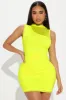All About Class Mesh Mini Dress - Neon Yellow sold by Fashion Nova