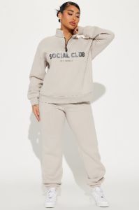 Social Club Sweatpant Set - Grey sold by Fashion Nova