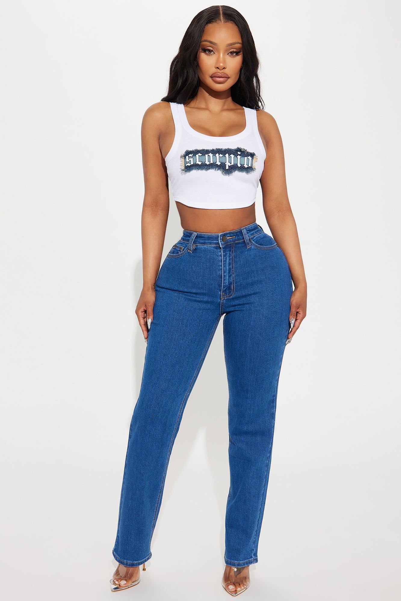 Mariah Butterfly Embellished Cropped Straight Leg Jeans - Medium Wash sold by Fashion Nova product image thumbnail 3