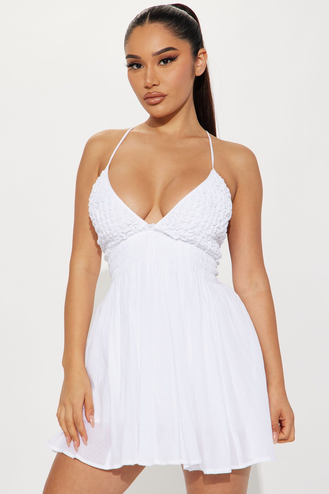 Fun Summer Nights Mini Dress - White sold by Fashion Nova