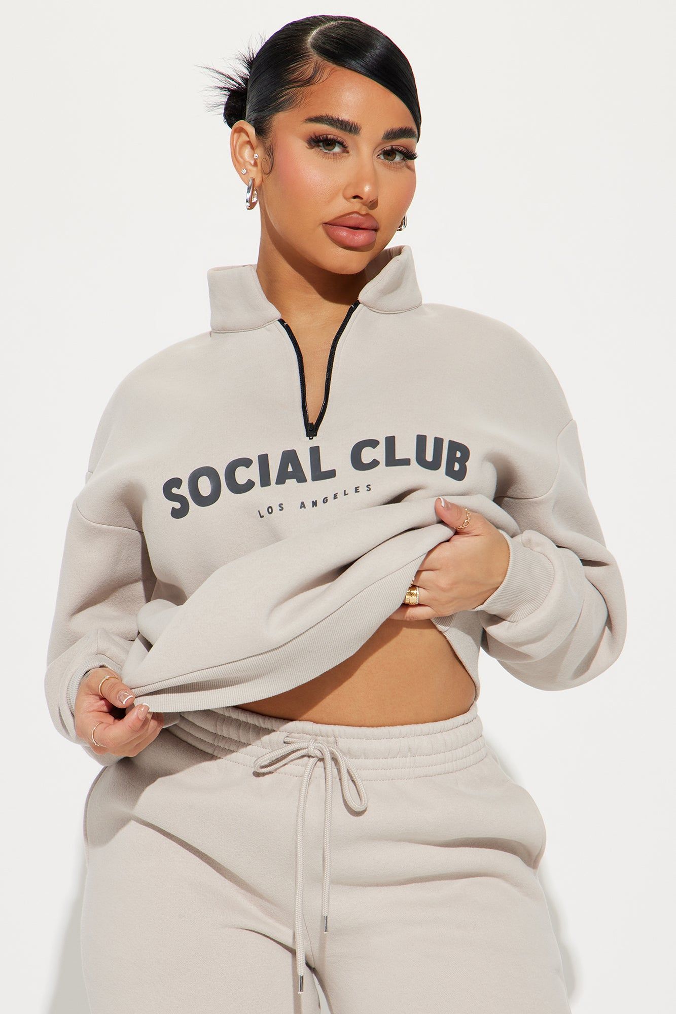 Social Club Sweatpant Set - Grey sold by Fashion Nova