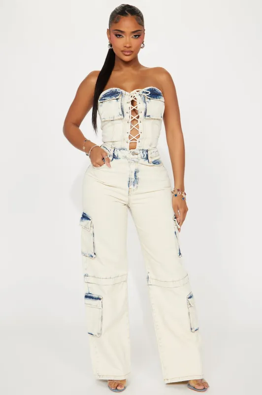 One Last Dance Denim Jumpsuit - Light Wash sold by Fashion Nova