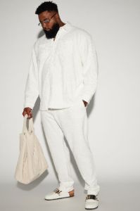 Dean Textured Slim Pants - White sold by Fashion Nova
