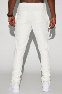 Dean Textured Slim Pants - White sold by Fashion Nova