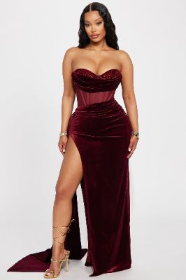 Scarlett Velvet Gown - Wine sold by Fashion Nova