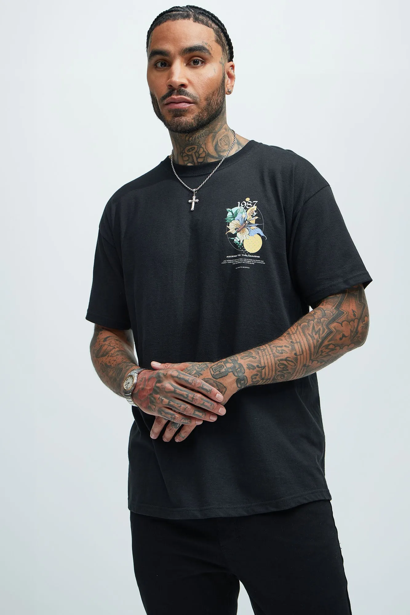 Ascend To The Heavens 1987 Short Sleeve Tee - Black sold by Fashion Nova