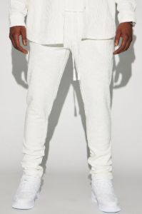Dean Textured Slim Pants - White sold by Fashion Nova