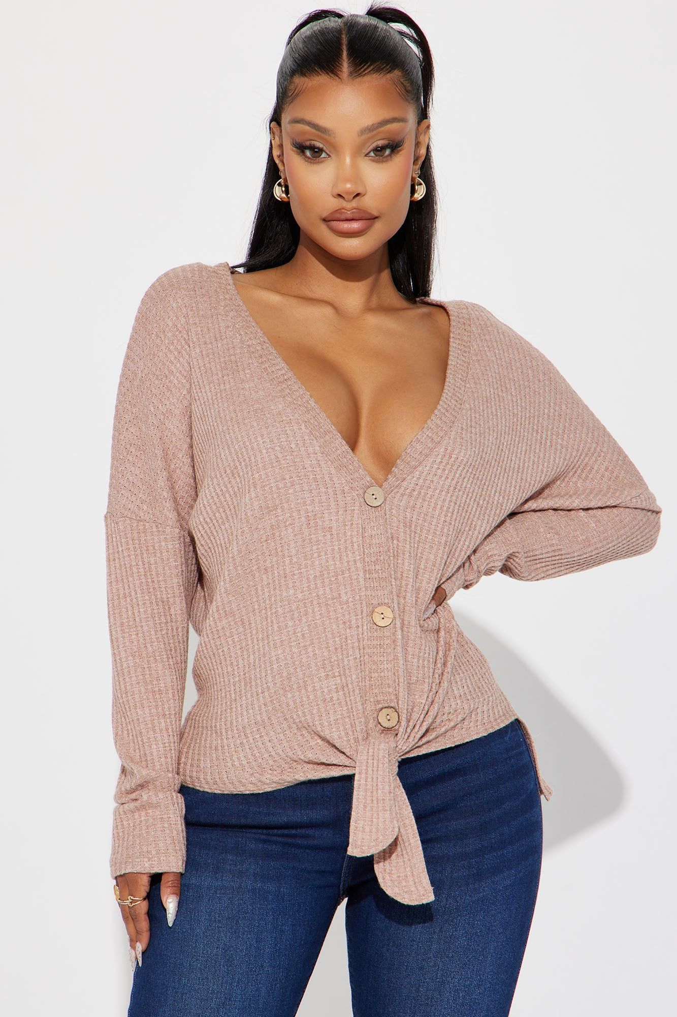 Celine Cozy Top - Taupe sold by Fashion Nova
