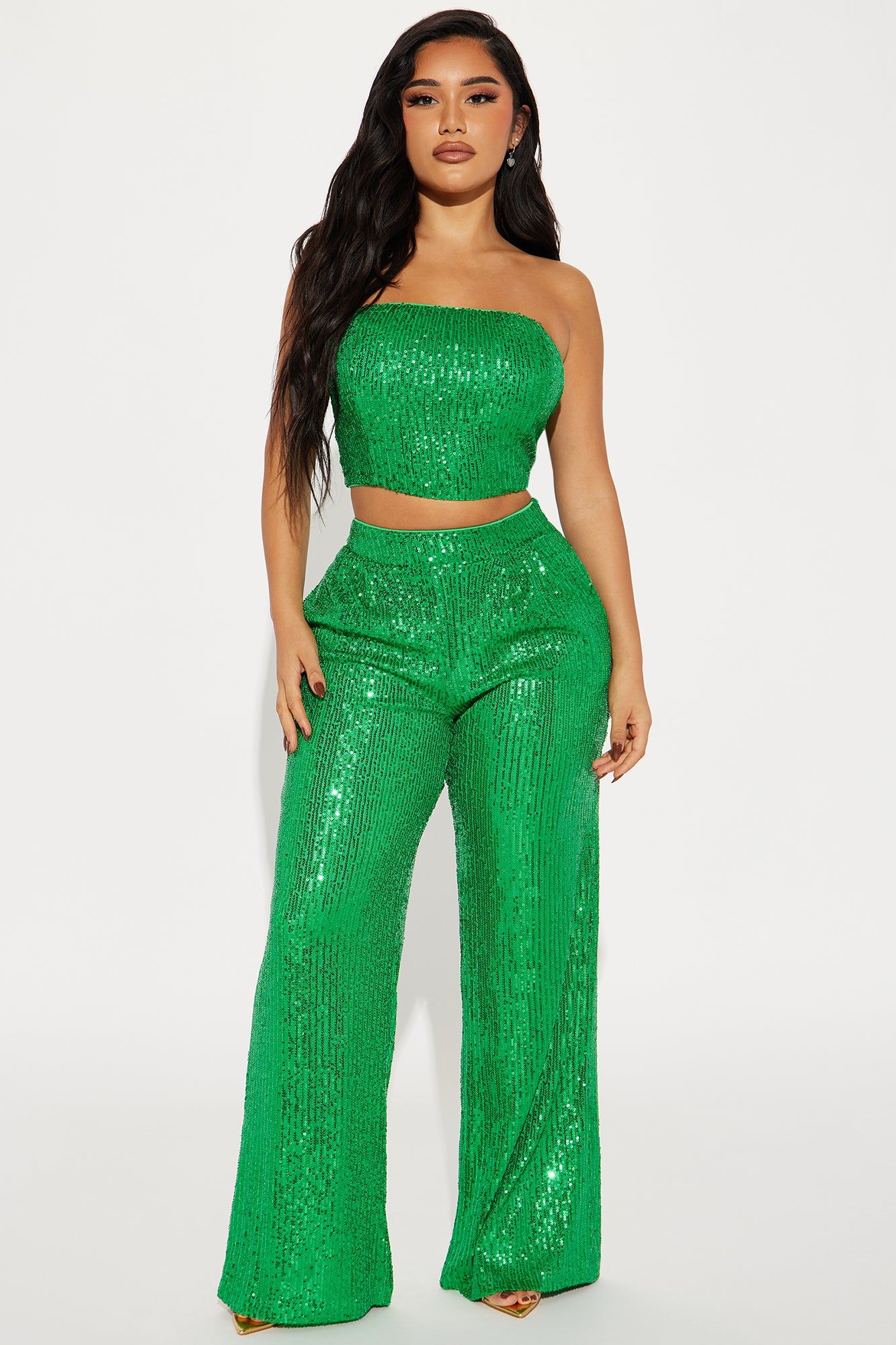 Stella Sequin Pant Set - Green sold by Fashion Nova