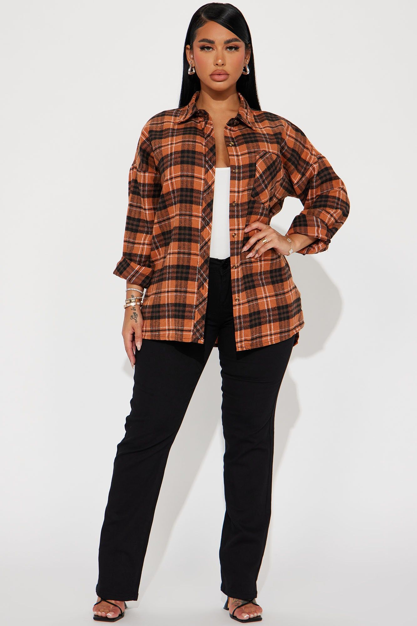 Perrie Plaid Shirt - Orange/combo sold by Fashion Nova product image thumbnail 2