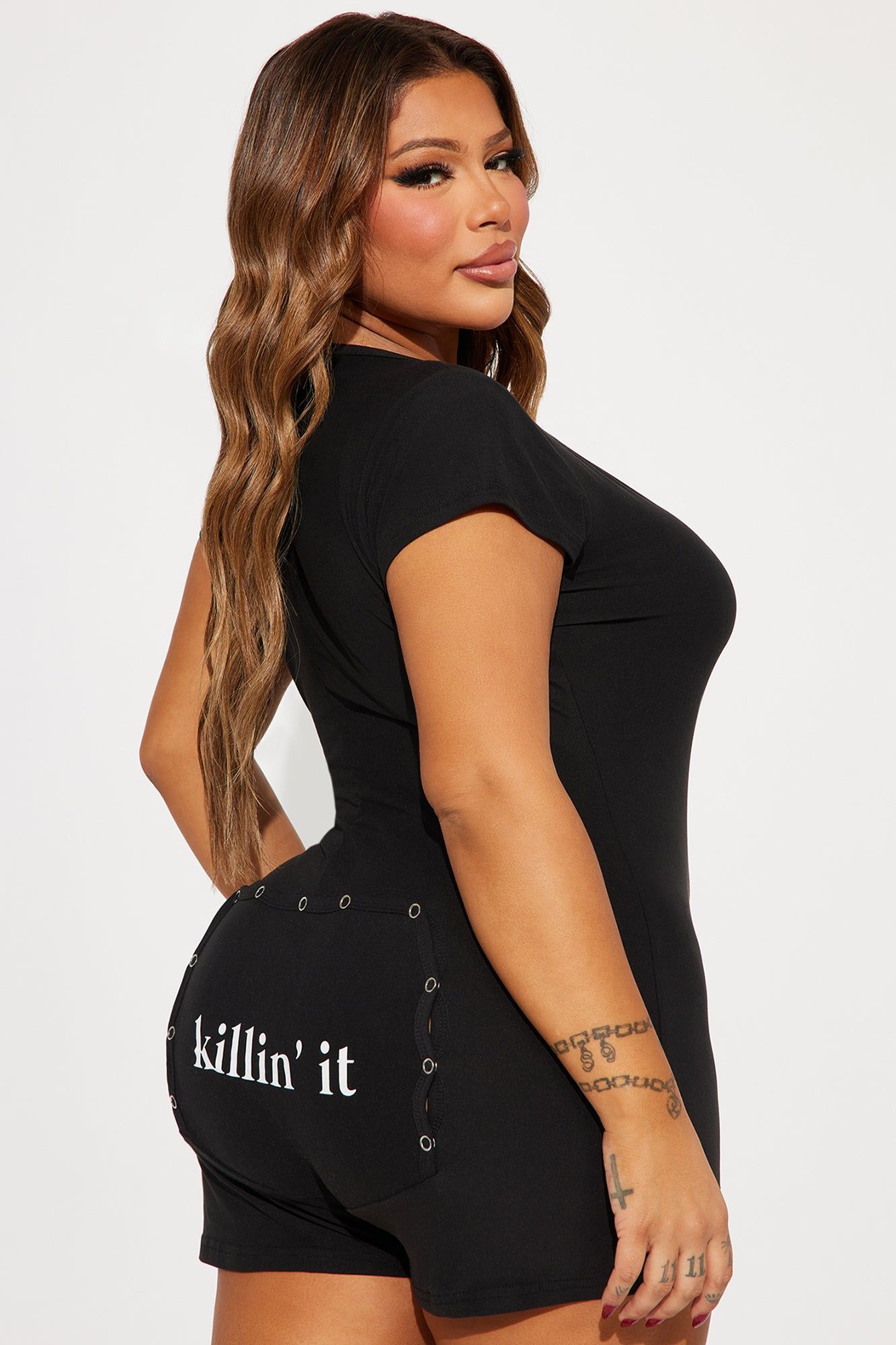 Killin' It PJ Romper Onesie - Black sold by Fashion Nova product image thumbnail 5