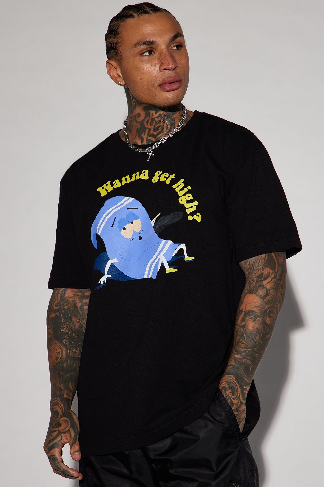 South Park Towelie Wanna Get High Short Sleeve Tee - Black sold by Fashion Nova