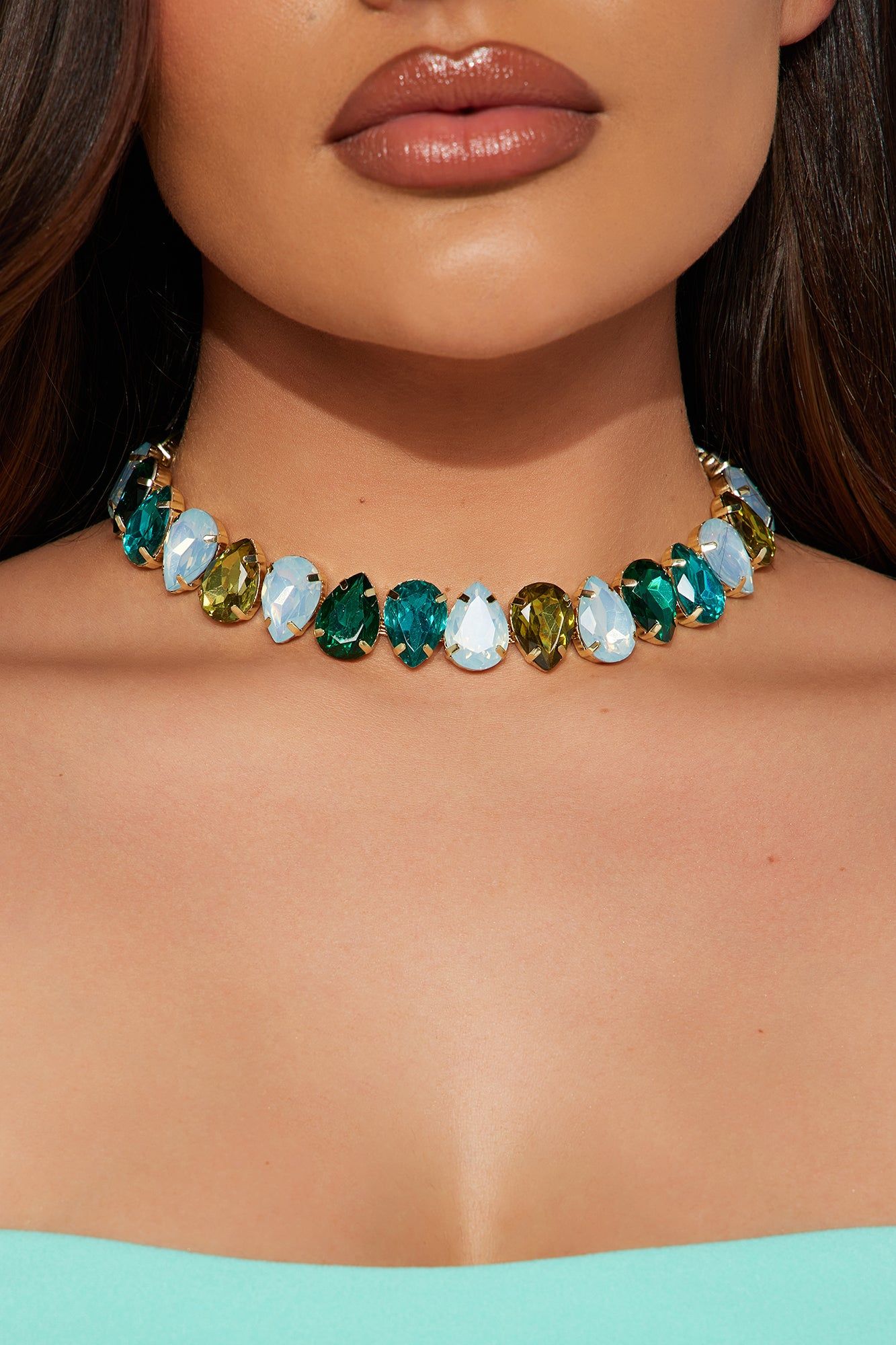 Fancy Living Necklace - Blue/combo sold by Fashion Nova