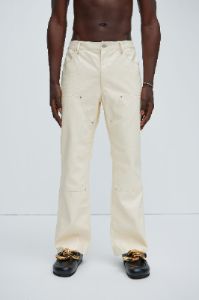 Riker Faux Leather Carpenter Flare Pants - Cream sold by Fashion Nova