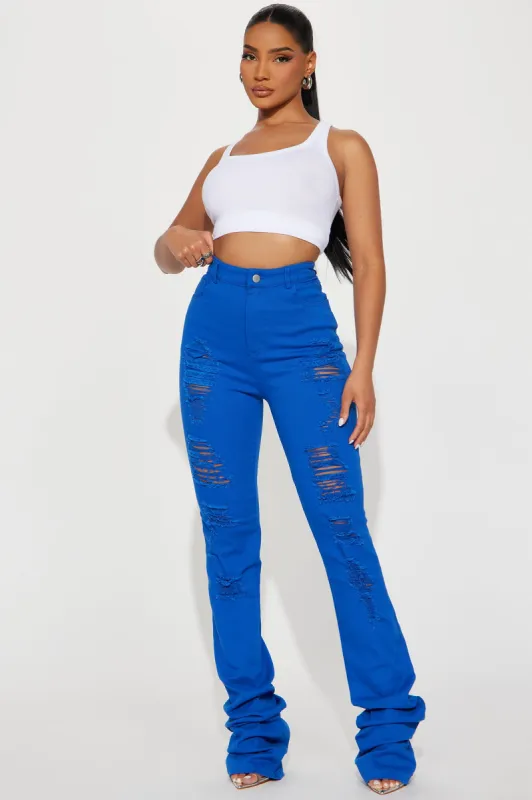 All The Attention Stacked Pant - Royal sold by Fashion Nova