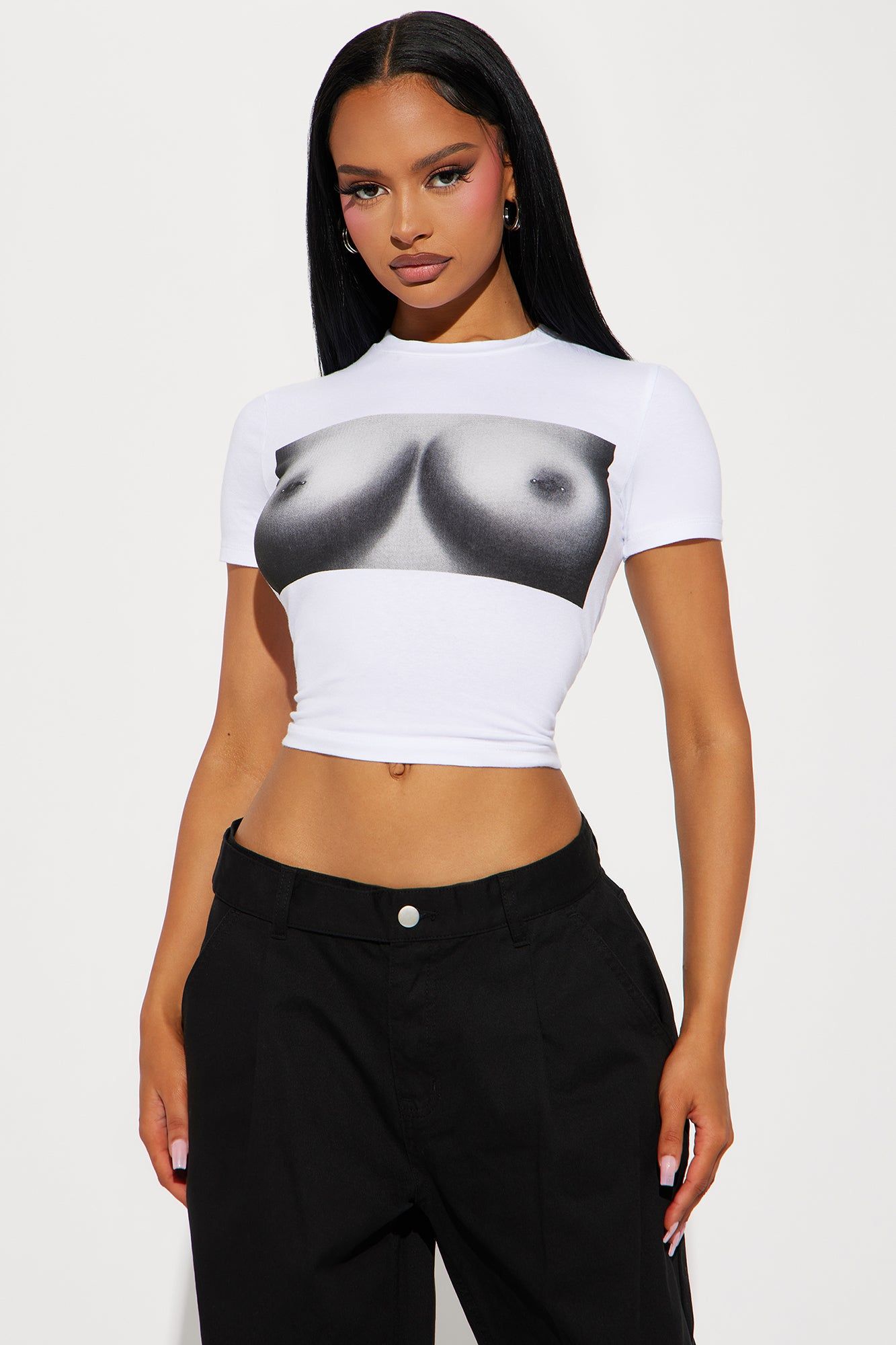 Main Attraction Fitted Tee - White sold by Fashion Nova