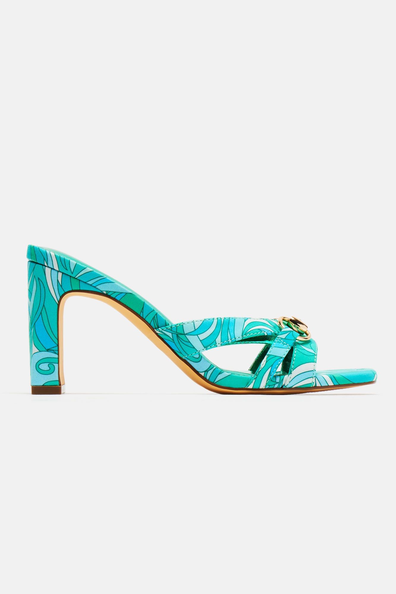 Alaina Printed Heeled Mules - Green/combo sold by Fashion Nova product image thumbnail 5