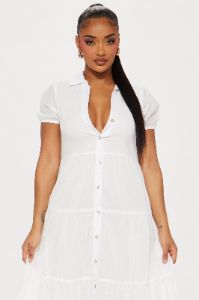 Stella Midi Dress - White sold by Fashion Nova