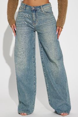 Shock And Awe Vintage Tinted Baggy Jeans - Vintage Blue Wash sold by Fashion Nova