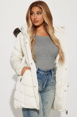 Hugs In The Snow Long Puffer Jacket - White sold by Fashion Nova