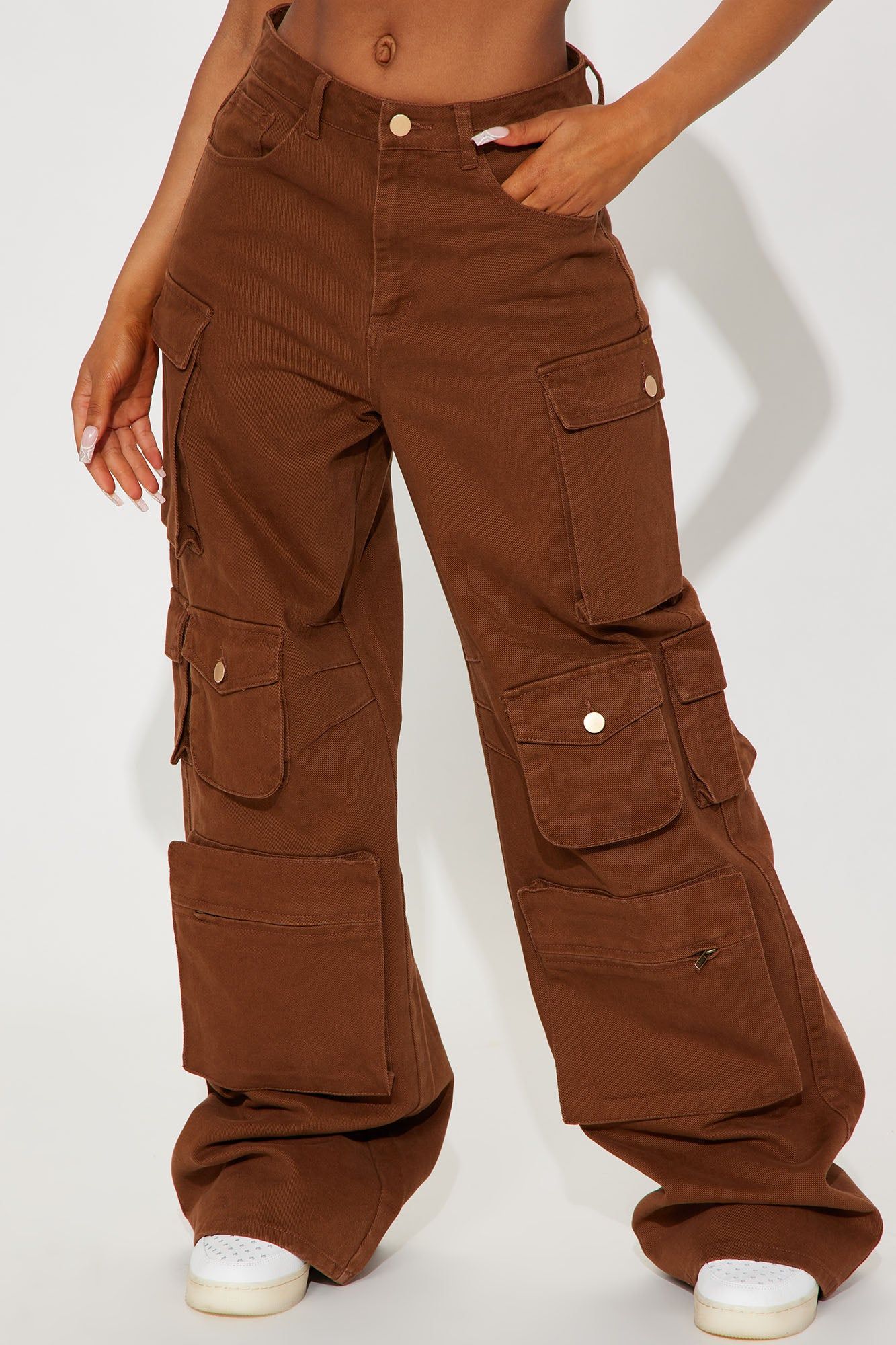 Tall Lily High Rise Cargo Jeans - Brown sold by Fashion Nova product image thumbnail 2