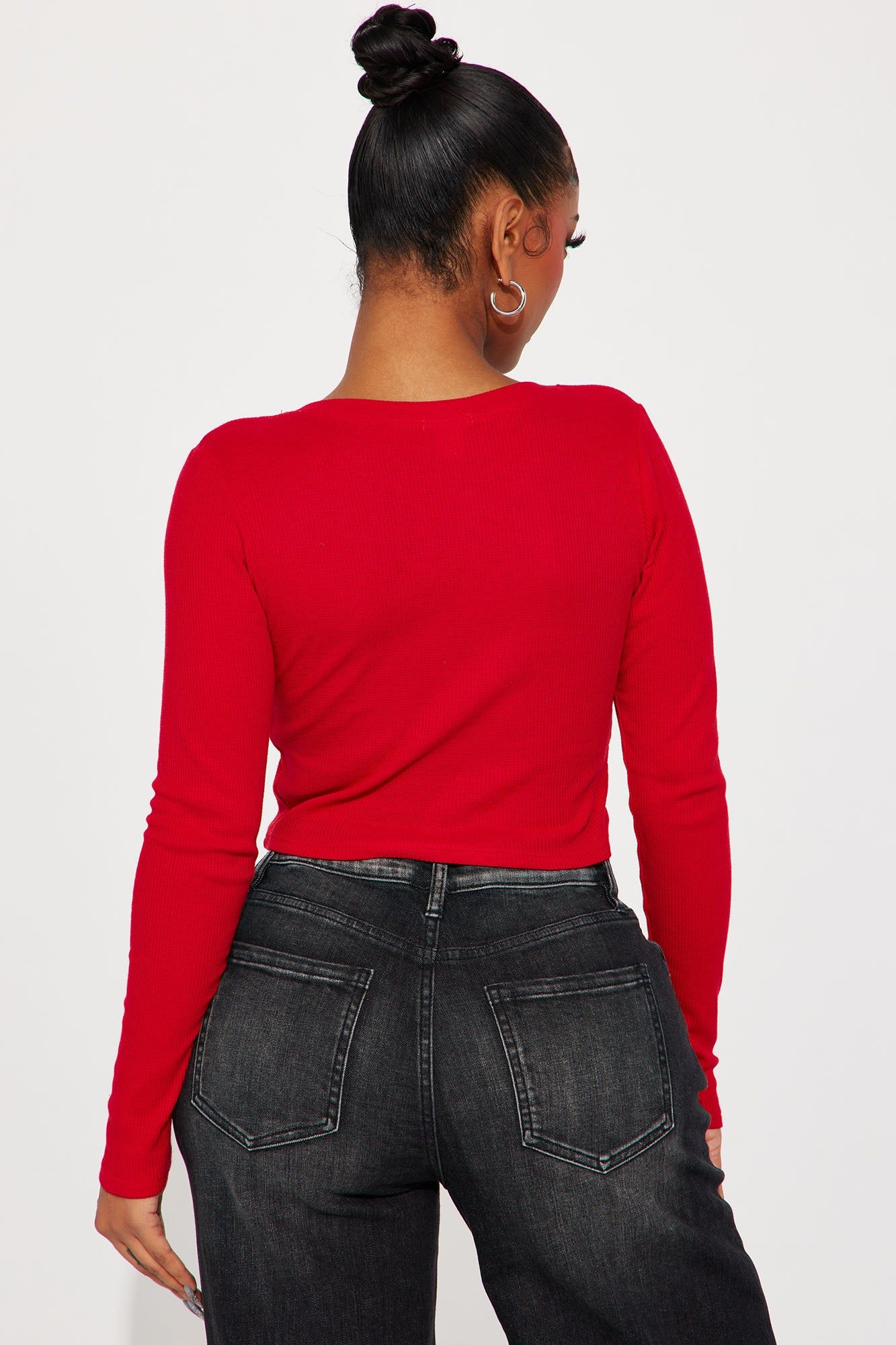 Chill Days Long Sleeve Crop Top - DarkRed sold by Fashion Nova product image thumbnail 3