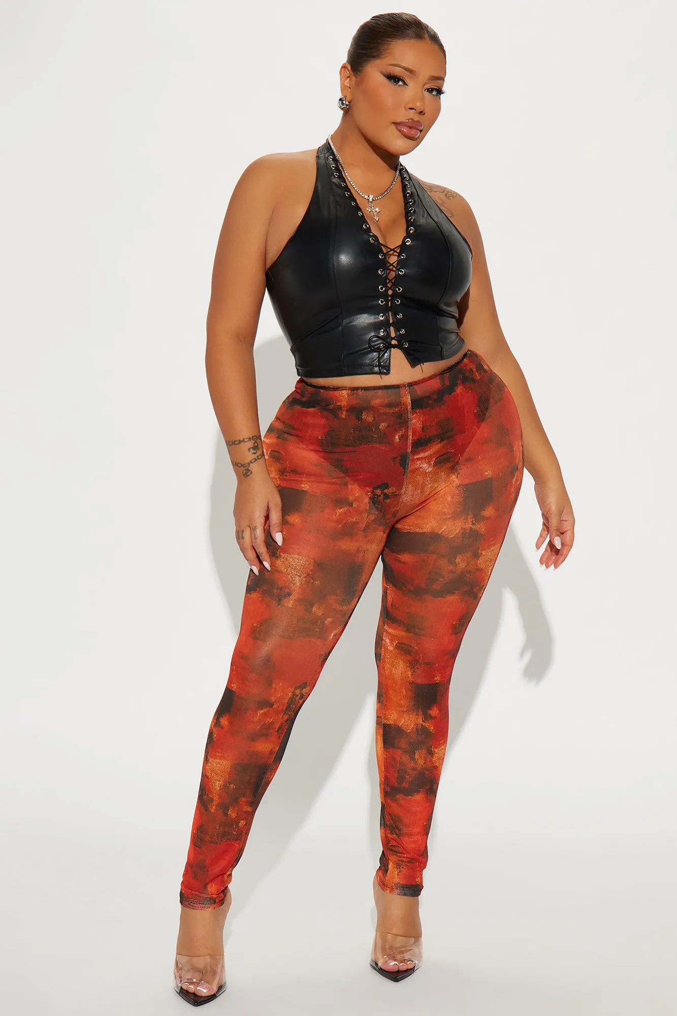 Out And About Mesh Legging - Orange/combo sold by Fashion Nova product image thumbnail 4