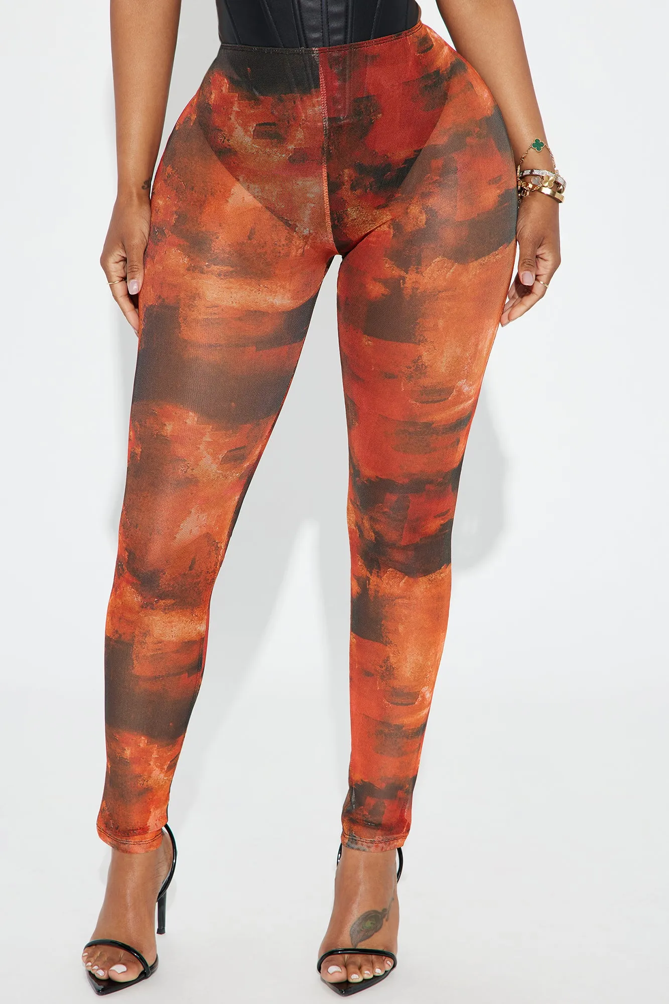 Out And About Mesh Legging - Orange/combo sold by Fashion Nova product image thumbnail 2