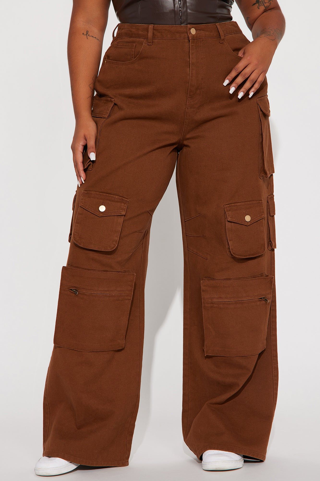 Tall Lily High Rise Cargo Jeans - Brown sold by Fashion Nova product image thumbnail 5
