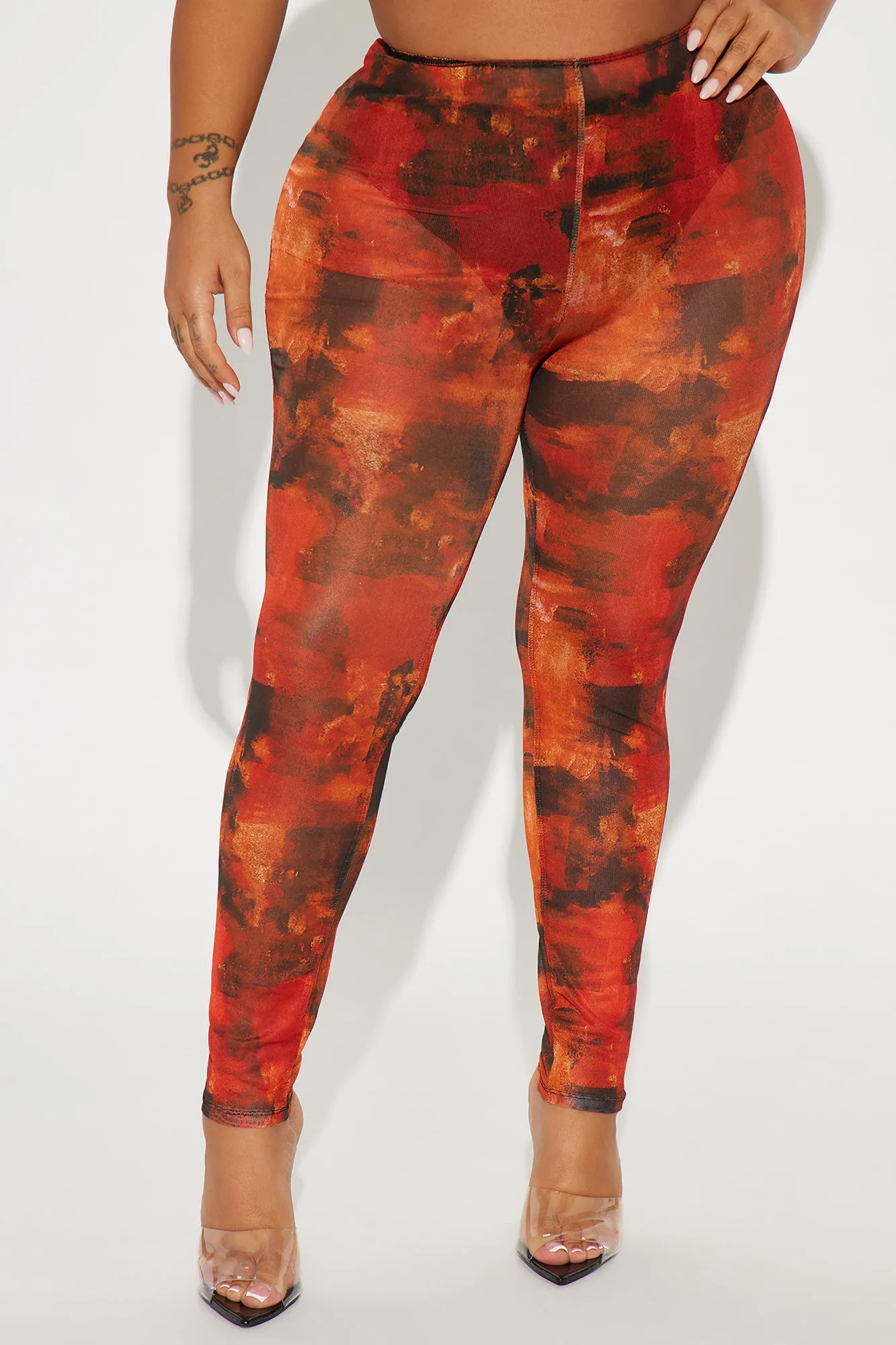 Out And About Mesh Legging - Orange/combo sold by Fashion Nova product image thumbnail 5