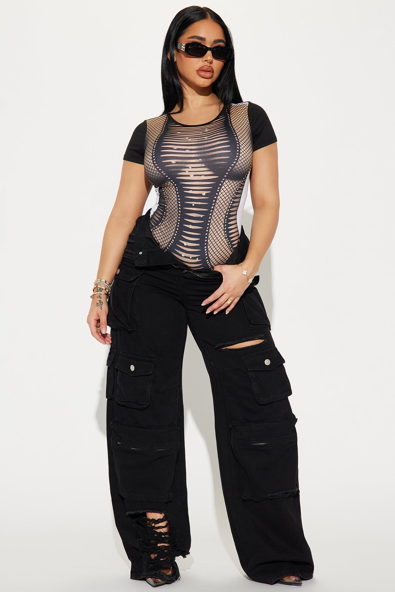 She's Going Out Tonight Bodysuit - Black/combo sold by Fashion Nova product image thumbnail 2