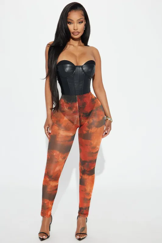 Out And About Mesh Legging - Orange/combo sold by Fashion Nova