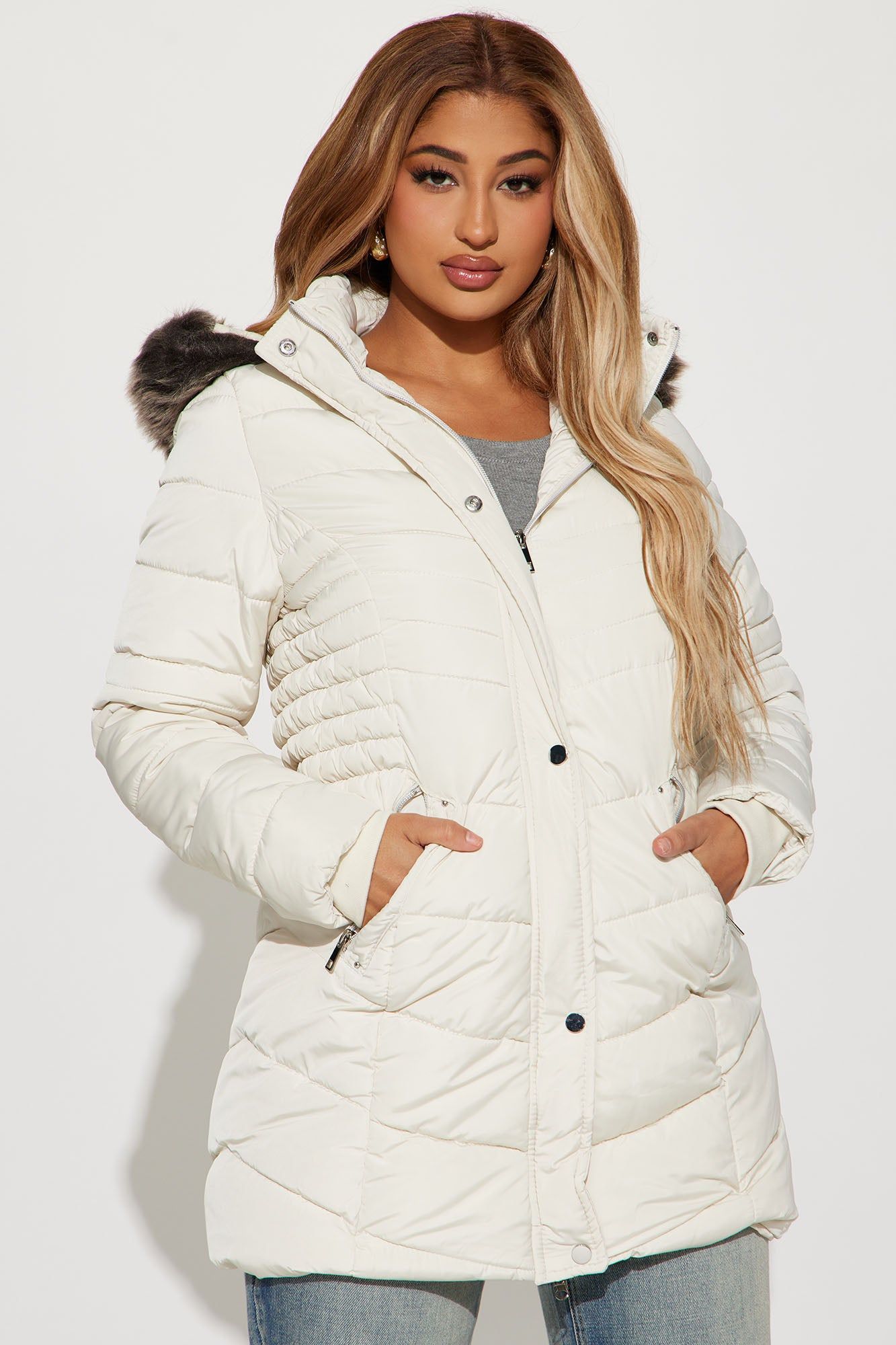 Hugs In The Snow Long Puffer Jacket - White sold by Fashion Nova product image thumbnail 3