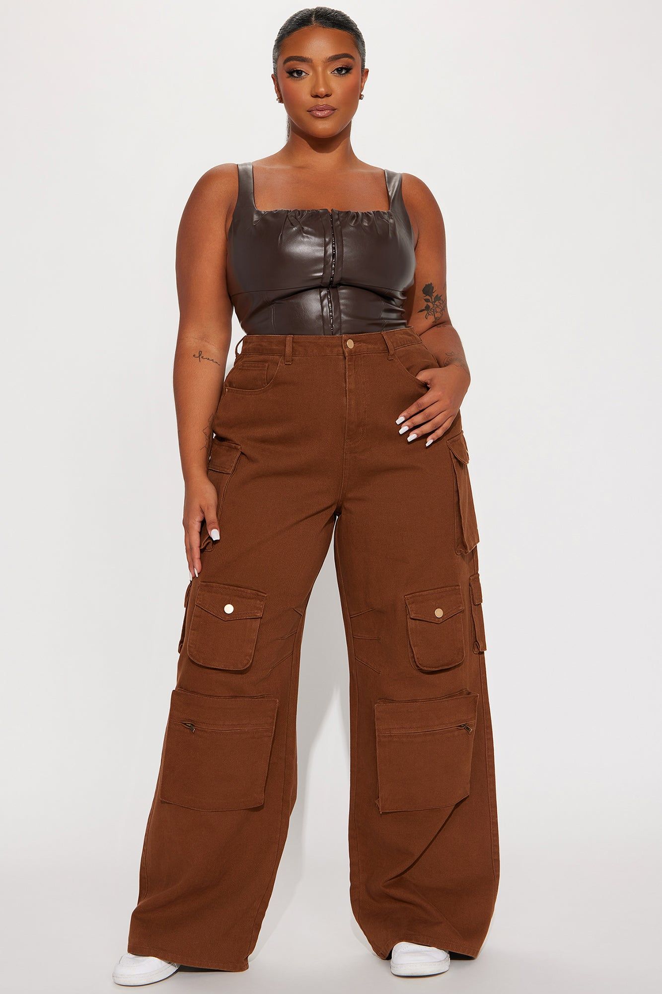Tall Lily High Rise Cargo Jeans - Brown sold by Fashion Nova product image thumbnail 4