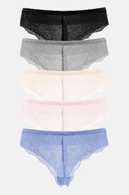 Always Ready Lace 5 Pack Panties - Grey/combo sold by Fashion Nova