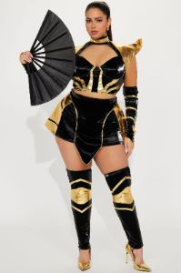 Here To Slay Ninja 5 Piece Costume Set - Black/Gold sold by Fashion Nova