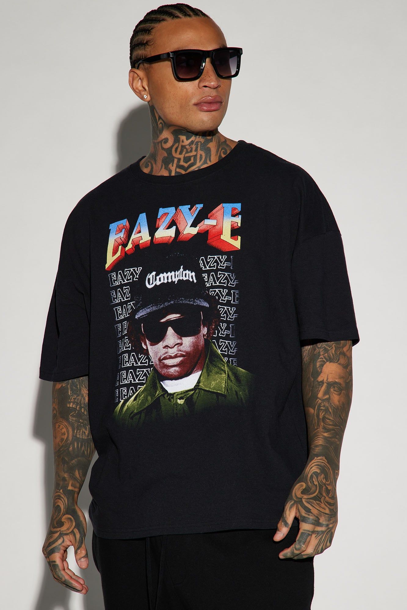 Eazy-E Sunglasses Photo Black Oversized Short Sleeve Tee - Black sold by Fashion Nova