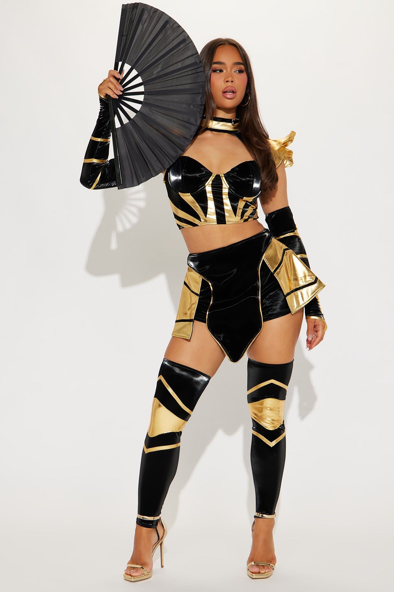 Here To Slay Ninja 5 Piece Costume Set - Black/Gold sold by Fashion Nova