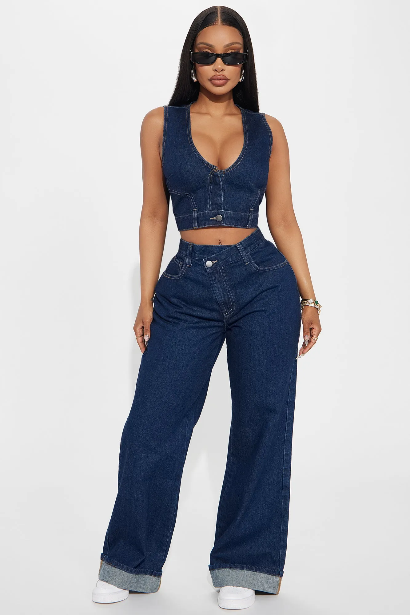 Laura Denim Pant Set - Dark Wash sold by Fashion Nova