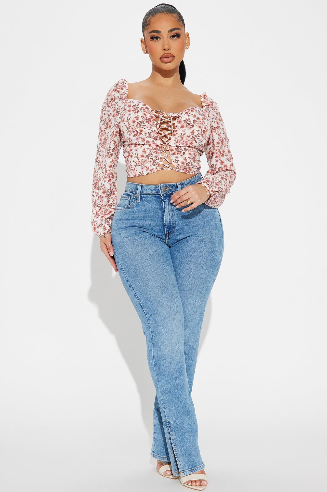 Flower Fields Blouse Top - Peach/combo sold by Fashion Nova product image thumbnail 2