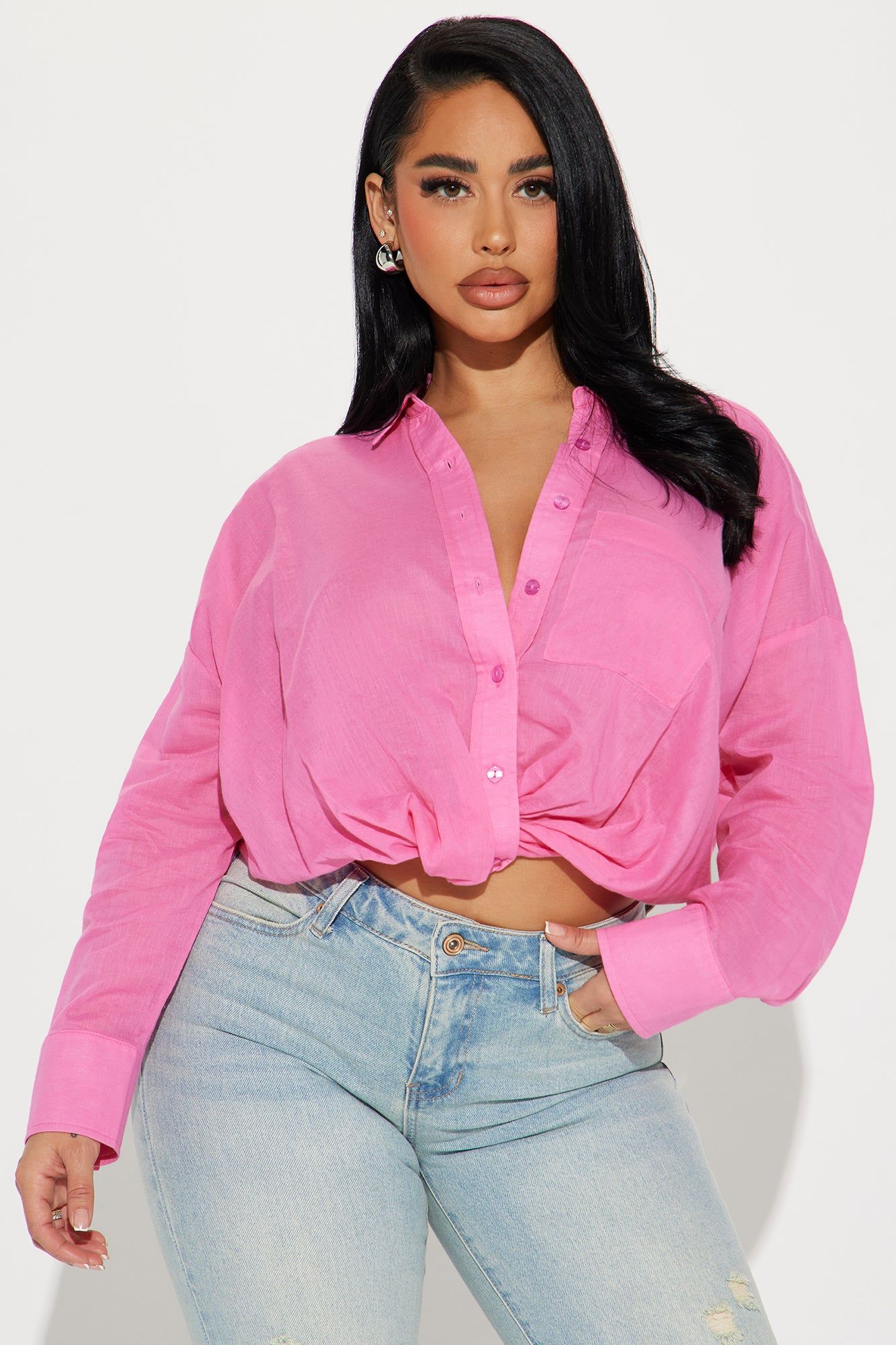 Casual Mood Shirt - Pink sold by Fashion Nova