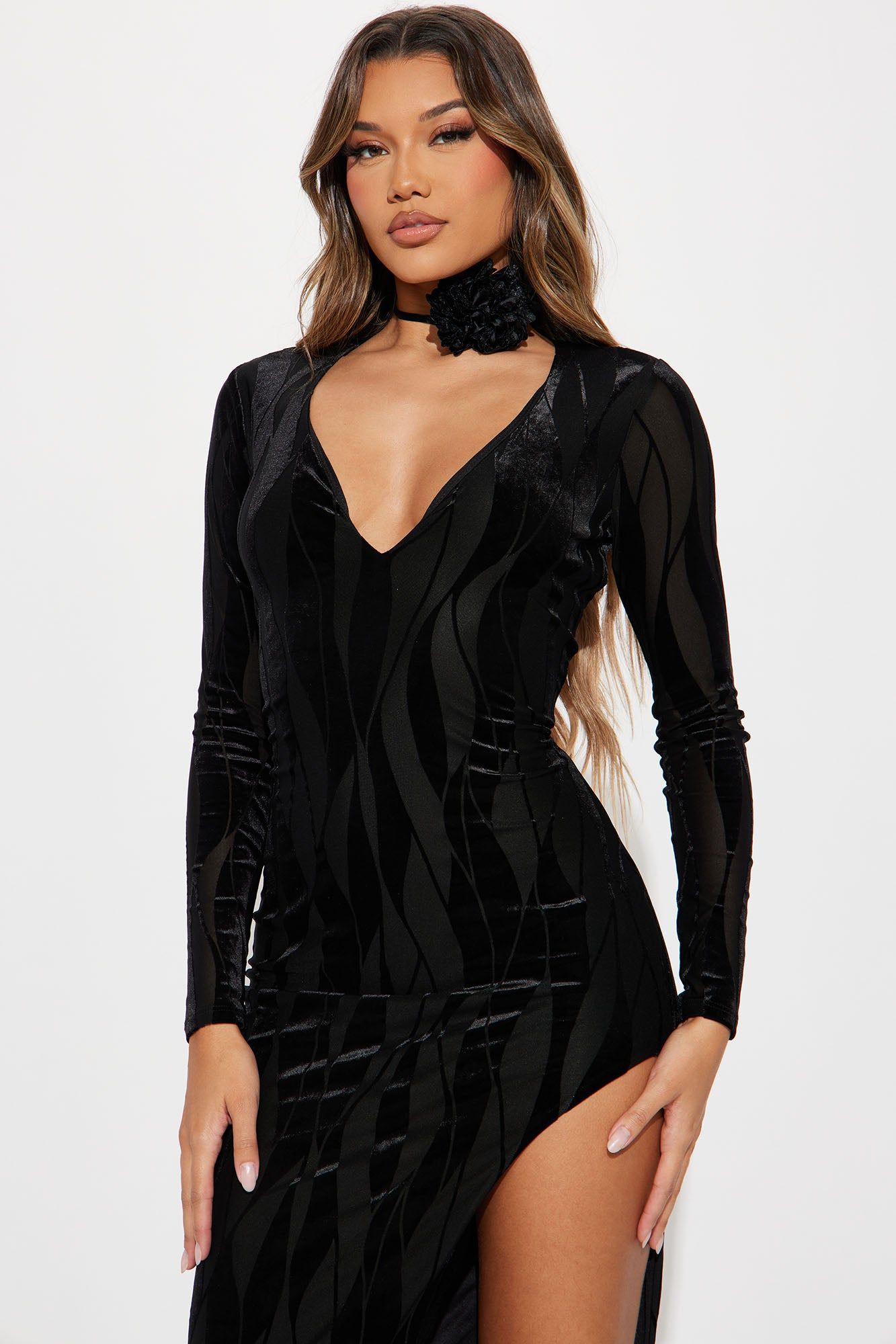 Naomi Velvet Midi Dress - Black sold by Fashion Nova product image thumbnail 2